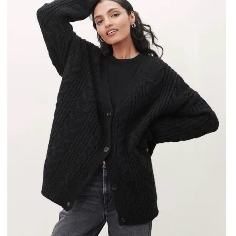 Jenni Kayne Black Cable Knit Cardigan